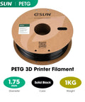 PETG 1.75mm 3D Printer Filament Spool 1Kg Solid Black With High Gloss Finish, Waterproof and Weather Resistant, Tough