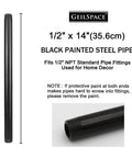 Six Pack Half Inch By Fourteen Inch Black Metal Pipe Pre Cut For Industrial Shelving And DIY Decor Durable Steel advertisement