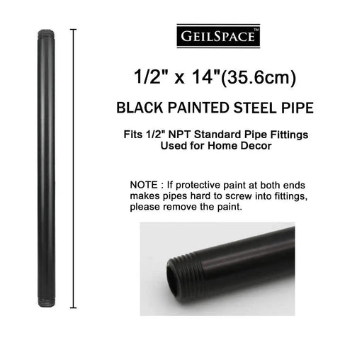Six Pack Half Inch By Fourteen Inch Black Metal Pipe Pre Cut For Industrial Shelving And DIY Decor Durable Steel advertisement