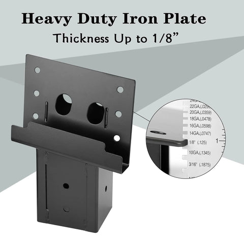 Mofeez outdoor 4x4 compound angle brackets; set of 4 in black heavy-duty iron with multiple mounting holes