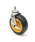 Heavy Duty 8 Inch X 3 Inch Caster With Brake 2 Pack Wide Ground Glider Wheels With No Flat Tires Fits R12 And R18RT Multi Carts side view wheel with yellow tire