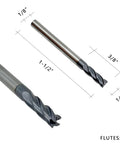 Carbide End Mills Square End Bits Set For Milling Alloy Steels And Hardened Metal, Boss Grade For DIYers And Pros, 4 Flute 4T