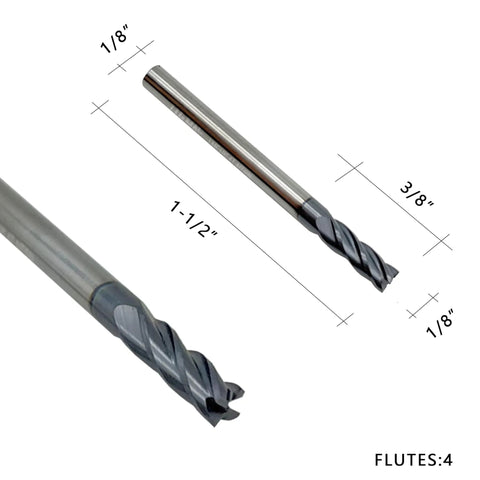 Carbide End Mills Square End Bits Set For Milling Alloy Steels And Hardened Metal, Boss Grade For DIYers And Pros, 4 Flute 4T