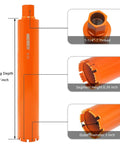 NINEROARS 3-inch orange wet diamond core drill bit with 1-1/4-7 thread, 10 mm segment height, 15.7-inch overall length