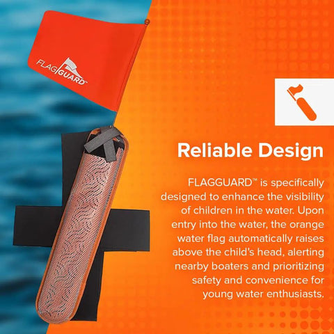 Bright Orange Life Jacket Safety Flag With Adjustable Pouch And Universal Straps, Kid Friendly Water Safety Device