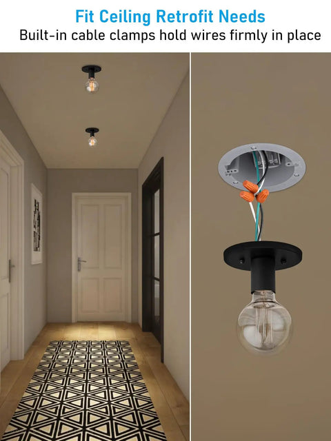 Old Work Round Electrical Box 18 Cu In One Gang Device Box for Pendant Lights Ceiling Fans, installed in retrofit ceiling, gray
