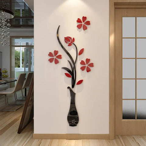 Red 3D Vase Wall Murals For Living Room And Bedroom Dope DIY Wall Decal Originality Sticker Gift Large 59 By 23 Inches Adds Modern Bold Flair