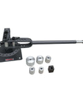 Compact Bench Top Metal Bender With 7 Dies, Manual Flat Bar Bender, Pro Grade Heavy Duty Machine, YP-9 with dies displayed