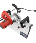 Heavy Duty Electric Tile Bevel Cutter For Snappy 45 Degree Chamfering With A Bombproof 1200 Watt Motor Cranking 13000 RPM To Slice Ceramic Profile Like A Dream Low Dust Setup With Slick Hose Kit US Plug on a sturdy base.