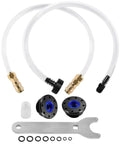 Seal Kit for Hydraulic Steering System Front Mount Cylinders With Wrench Included displayed with hoses and fittings