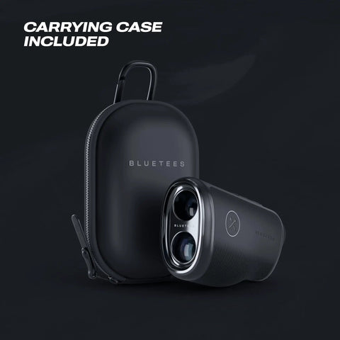 Captain Pro Golf Rangefinder Slope And GPS Distances, 1200 Yard, OLED Display with carrying case, showcasing sleek design.