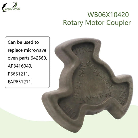 Turntable Motor Coupler Replacement For GE Kenmore Hotpoint Microwave Ovens Plug And Play Easy Install Durable OEM Style Part Cross Ref 942560 AP3416049 PS651211 EAP651211 Compatible With LVM1750DM1BB JNM1541DN1WW JVM1540DN1BB JVM1540DN2WW, WB06X10420 rotary motor coupler shown close up
