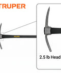 2.5 Pound Forged Steel Pick Mattock With 36 Inch Fiberglass Handle And Rubber Grip For Heavy Duty Digging And Clearing Hard Soil