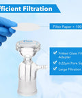 Pro Grade Lab Vacuum Filtration Distillation Apparatus Kit with filter paper beside borosilicate glass vacuum filtration setup