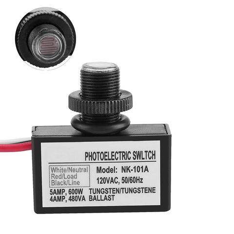 Two Pack Outdoor No Fuss Light Control Sensor Switches With Dusk To Dawn Photocell, 120V AC Hard Wired Post Light Sensor