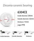 Premium Heavy Duty Full Zirconia Ceramic Deep Groove Ball Bearing 6312Ce 60X130X31Mm Five Pack Rolls, 6304CE size details.