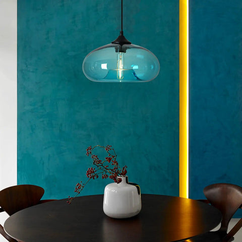Industrial Onion Shaped Vintage Chandelier Pendant Light With Glass Cage In Light Blue E27 Ceiling Lamp For Home Cafe Or Bar 110 To 130V 28cm Diameter 14cm Height 1.2m Cable