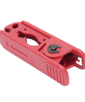 Fabater Professional Auto Adjusting Wire Stripper With Ergonomic Handle Crimping Tool showing red plastic body and sharp cutting edges.