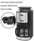Solid Automatic Coffee Brewer With Built In Grinder And Sealed Bean Hopper Programmable Delay Timer showing sleek design and storage.
