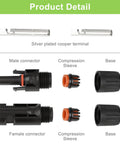 Solar MC4 Connector Kit With 30 Pairs And 60 Pieces Waterproof IP67 1000V 30A Male And Female Connectors, Parts Detailed View