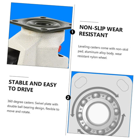 Heavy Duty Leveling Casters GD-80F Swivel Transport Wheels 4 Pack With Adjustable Feet For Workbench And Industrial Equipment Carts 360 Degree Swivel Anti Skid Base Thickened Bracket, non-slip wear resistant base and swivel plate