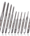 Top Shelf 10 Piece Mini Hand Tap Set With Dang Durable High Speed Steel Micro Bits Smooth Fast Metric Threading For Watches Clocks Small Instruments Get It Dialed In, displayed in a row.