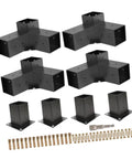 Tough As Nails 4Piece 3Way Corner Brackets Kit With Post Bases And Mounting Hardware, heavy duty steel connectors for outdoor builds.