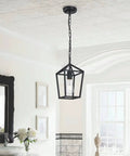 Cool Black Lantern Pendant Light For Kitchen Island And Hallway Modern Farmhouse Cage Pendant Lighting Retro Style Hanging Fixture