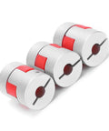 Top Notch Kuuleyn 3Pcs Helical Beam Shaft Coupling Set Made From Hardened Aluminum Alloy For Motor And Ball Screw Kits With Secure Tightening Fit And Super Durable Performance That Slams It Together. 3 aluminum shaft couplings with red inserts, front view