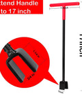 Heavy Duty 17 Inch Water Meter Key And Shut Off Tool With Four Way Utility Socket For Curb Mains And Underground Valves showing dimensions and T-handle.