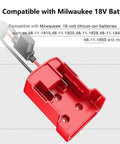 Two Pack Power Wheel Adapter For Milwaukee 18V Battery showing red adapter with fuse and wires