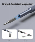 Close-up of 50 In 1 Precision Screwdriver Set for Electronics showcasing magnetic tip with bits attached for various repairs.