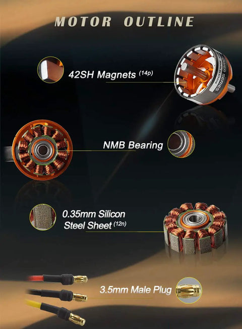 3536 Brushless Outrunner Motor 1250KV For RC Planes Quads Helicopters Drones And Robotic Arms components and specifications
