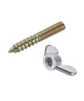 Heavy Duty M4x25mm Hanger Bolts And Matching Wing Nuts Hardware Kit For Furniture Mods And DIY Builds Bang For Your Buck Solid Steel Construction close-up of hanger bolt and zinc wing nut