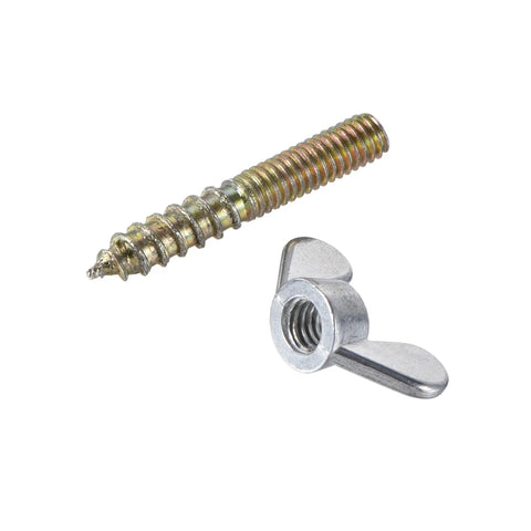 Heavy Duty M4x25mm Hanger Bolts And Matching Wing Nuts Hardware Kit For Furniture Mods And DIY Builds Bang For Your Buck Solid Steel Construction close-up of hanger bolt and zinc wing nut