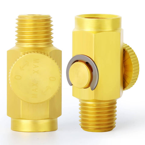 Five Pack Brass In Line Air Flow Regulator Valve For Air Compressors One Quarter NPT Male To One Quarter NPT Female High Flow Control