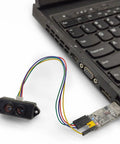 Compact Lidar Sensor For Drones And Robots With 0.1-12m Range connected to laptop with wiring kit
