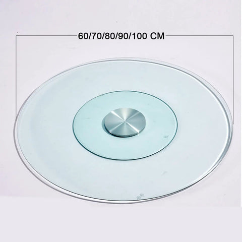 Tempered Glass Lazy Susan Turntable Round Clear Dining Tray For Banquets, Restaurants, Kitchens, And Dining Rooms 100cm