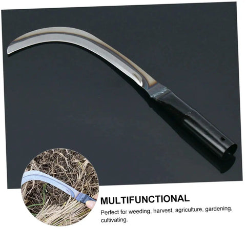 2 Pack Folding Japanese Scythe Knife Garden Tool With Long Handle For Sickle, Effortless Reaping And Mowing, Rustproof blade on black