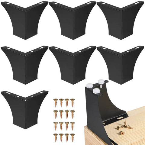 Heavy-Duty Black Metal Furniture Legs 8-Piece Set With Screws For Easy Installation and Anti-Slip Pads