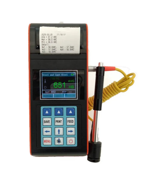 Handheld Portable Hardness Tester With Built In Printer And Color Display, 600 Data Memory, 7 Scales, 7 Impact Devices