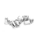 200 Pc M6 Aluminum Rivet Nuts Pack Zinc Plated Hex Body Fasteners for sheet metal DIY projects.