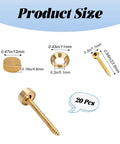 Top Notch Brass Screw Covers And Decorative Caps Set With Mirror Finish Hardware Kit showing product sizes and self tapping screws.