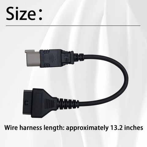 Six Pin To OBD2 CAN Diagnostic Tool Cable Adapter showing 13.2-inch wire length, OBD 16-pin to 6-pin connector for BRP Can Am