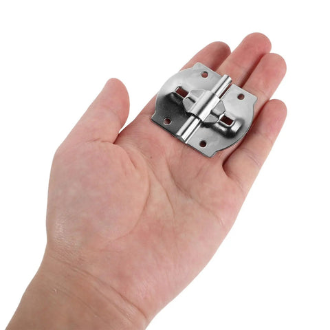 Hand holding Wooden Box Folding Hinges 4 Pack Concealed Mount Iron Dual Shaft Design With Preset Stops 2.1x1.8 Inch