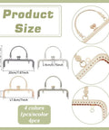 Image showing 4 Colors Purse Clasp Frame With Handle Five Point Nine Inch Metal Kiss Lock Clasp Bag Clutch Frames dimensions
