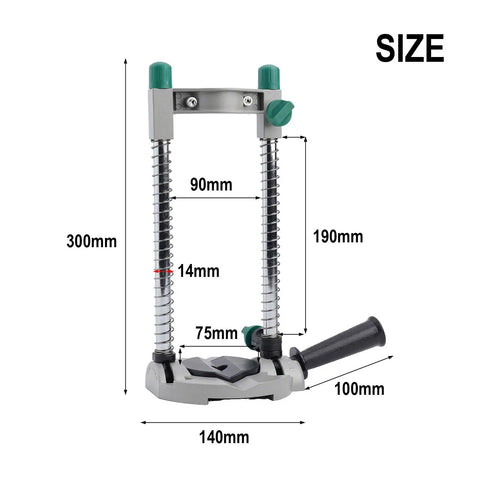 Adjustable Electric Drill Stand With 45 Degree Angle Drill Guide Holder dimensions for woodworking projects.