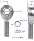 Heavy Duty Half Inch Rod End Bearings Kit Spherical Heim Joints With Chromoly Shaft Support Jam Nuts Left Hand And Right Hand Threads Half Inch By Twenty For Steering Linkage 2 Pieces, 1/2-20 rod end with jam nut