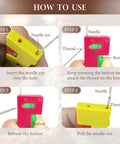 How to use steps for Automatic Needle Threader 3 Pack for Sewing Machines in yellow and red color.