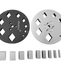Diamond Shape Disc Cutter Set Nine Piece Punch Mold Kit for Jewelry Making with SKH9 Steel Die Plate, showing cutter plate and punches